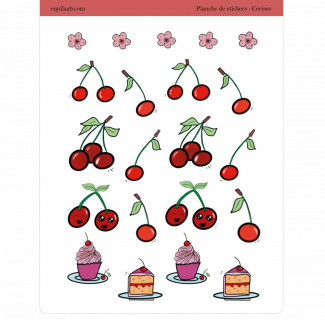 Planche stickers - Idées pages Bullet Journal : Cerises