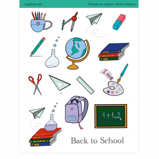 Planche stickers - Idées pages Bullet Journal : Back to School