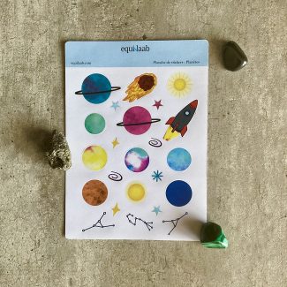 Planche stickers - Idées pages Bullet journal : Planètes