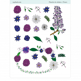 Planche de stickers Bullet Journal : Fleurs