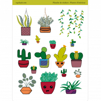 Planche stickers - Idées page Bullet Journal : Plantes d'intérieur