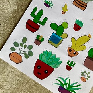 Planche stickers - Idées page Bullet Journal : Plantes d'intérieur